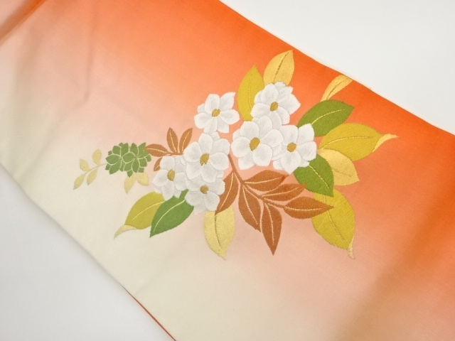 JAPANESE KIMONO / VINTAGE NAGOYA OBI / WOVEN LEAVES & FLOWERS